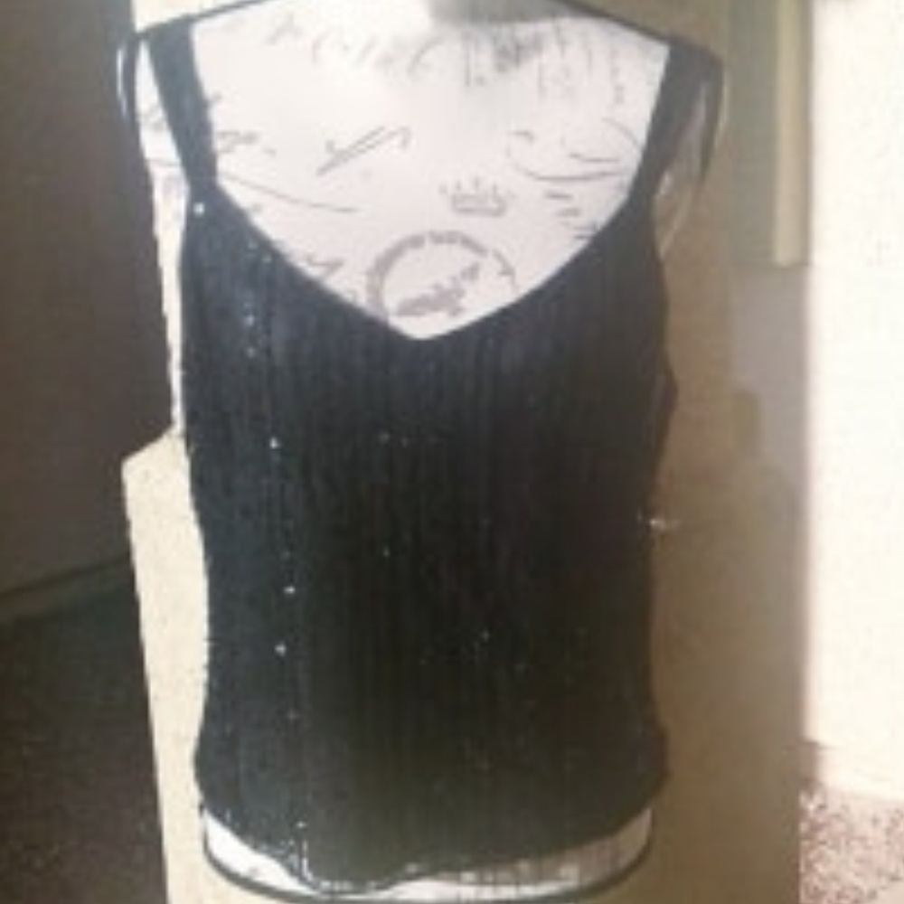 Tahari Lace-Overlay Embellished Evening Tank Sz 12